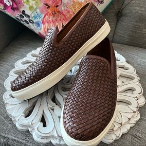 Massimo Dutti Leather Woven Slip on Sneakers 44 10.5